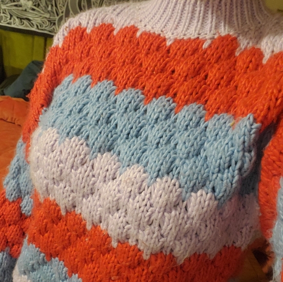 Forever 21 mock neck multicolored sweatshirt fuzzy!!! - Picture 4 of 5